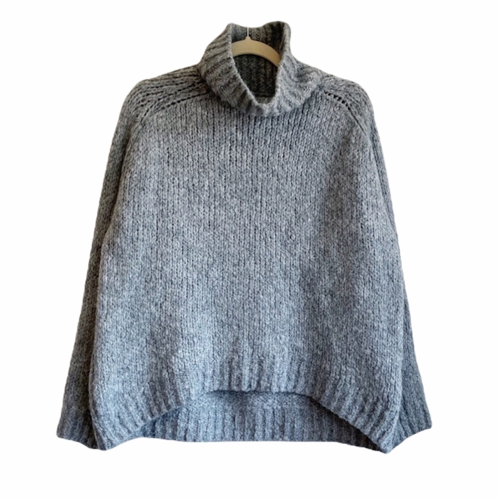 ZARA wool mohair turtleneck knit sweater grey Sz M